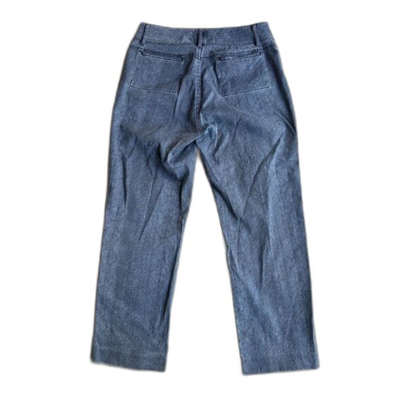 Womyn Blue Gray Flower Lace Wide Leg Jeans Size 4 - Picture 2 of 7